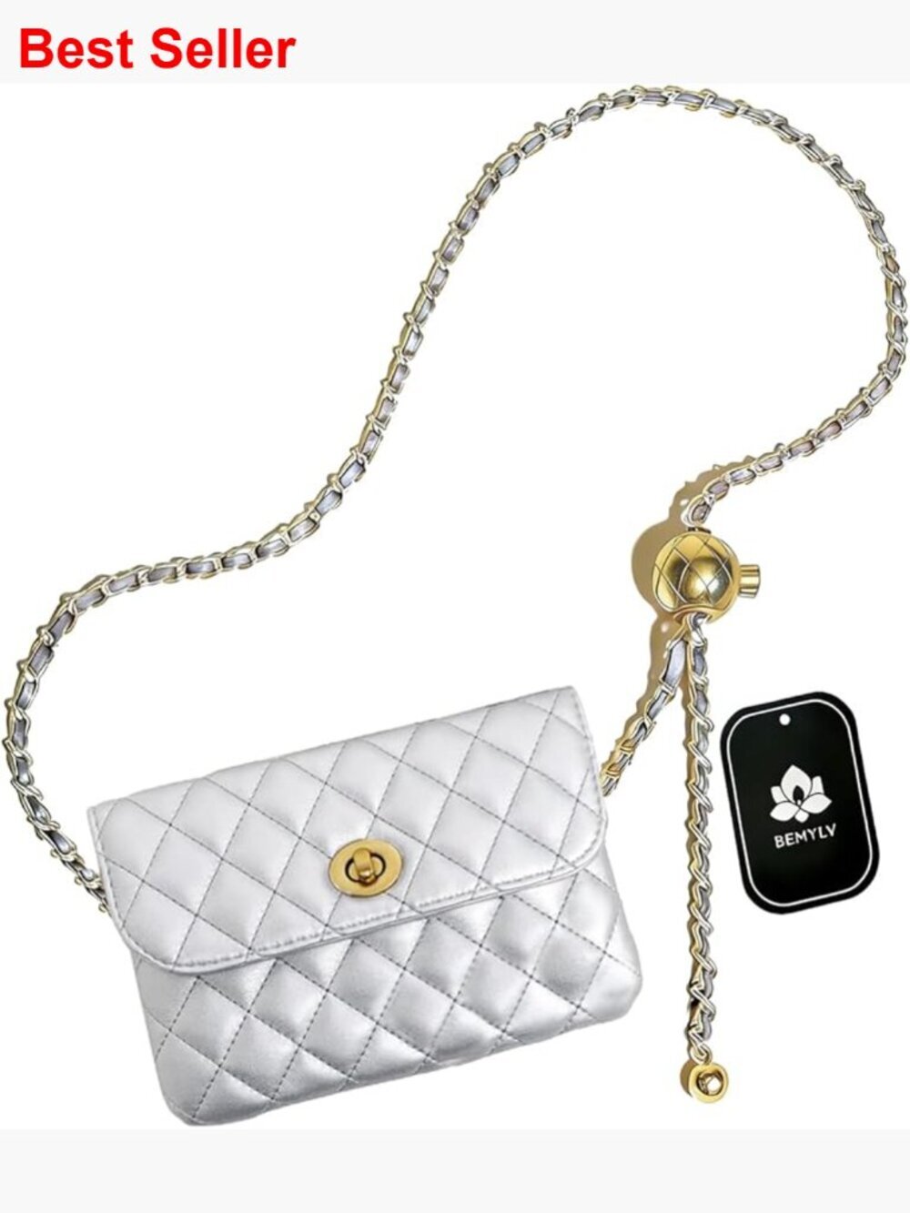 Leather Chain Belt Bag Crossbody Phone Purse Fanny Pack Waist Purse Clutch